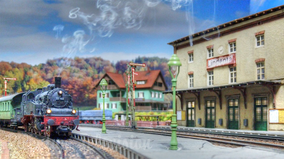 HO Scale Steam Locomotive Model Railroad Layout with Thousands of Details (Germany)