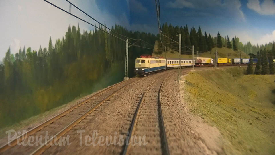 Large Private Model Railroad Layout in HO Scale: Cab Ride with German Trains and Locomotives