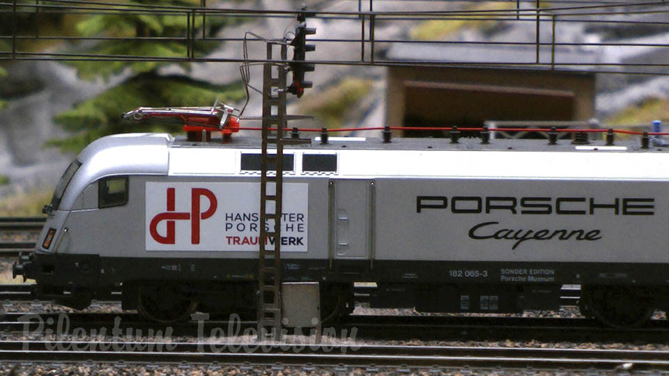 Porsche Model Railroad Museum with Model trains in HO Scale