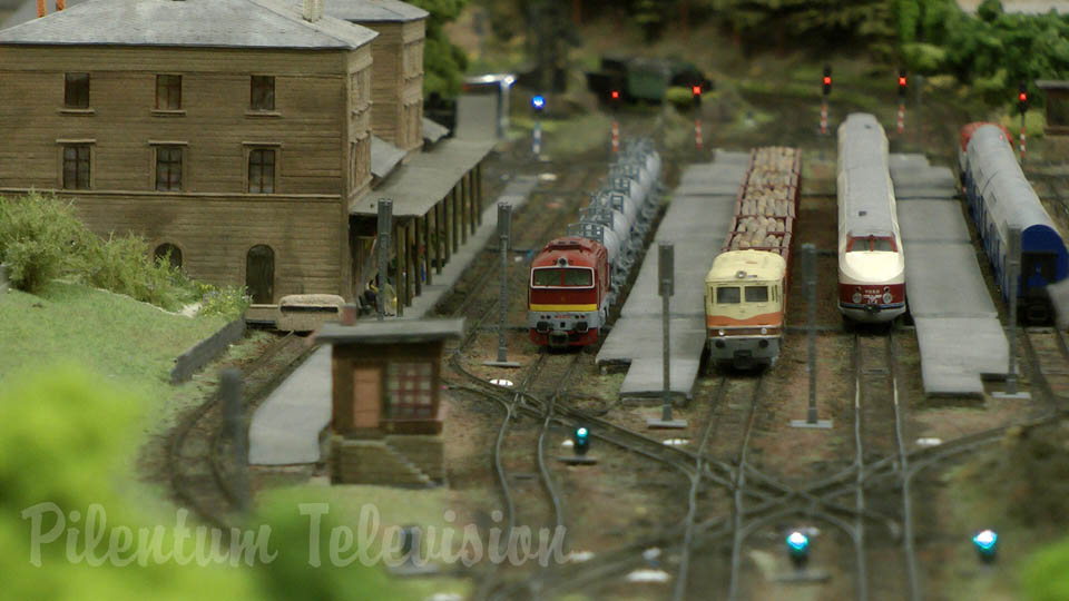 TT Scale Model Railroad Layout with Trains from the Czechoslovak State Railways