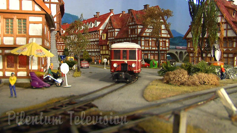 Modelová železnice v muzeu pro dopravu a železnici v Drážďanech