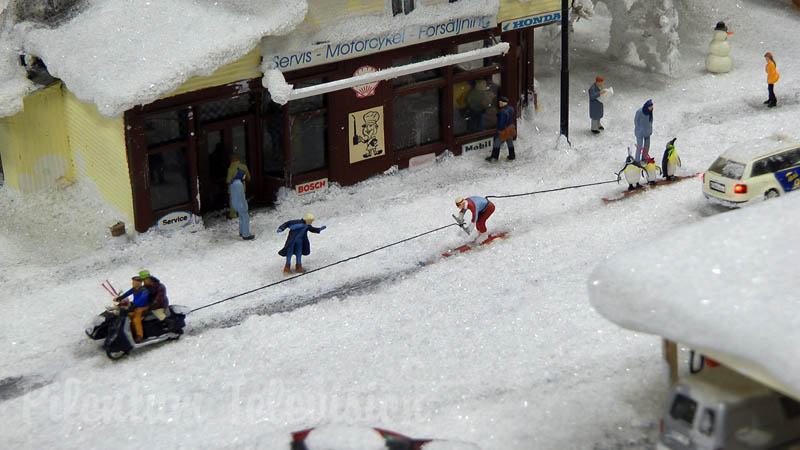 Model Railroad of Sweden with beautiful Snowscape
