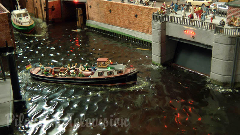 The City of Hamburg in Germany as Model Railroad Display in HO Scale