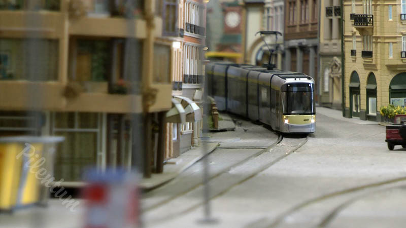 Model Railway Layout with High Speed Trains in HO scale