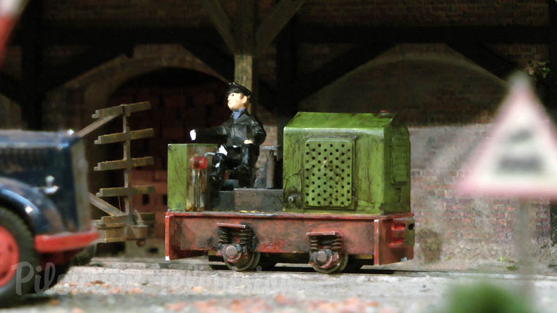 Model Train Layout with Field Railway and Brick Factory in O Scale Narrow Gauge