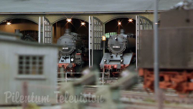 Steam locomotives on an amazing model railroad layout in scale 1/32