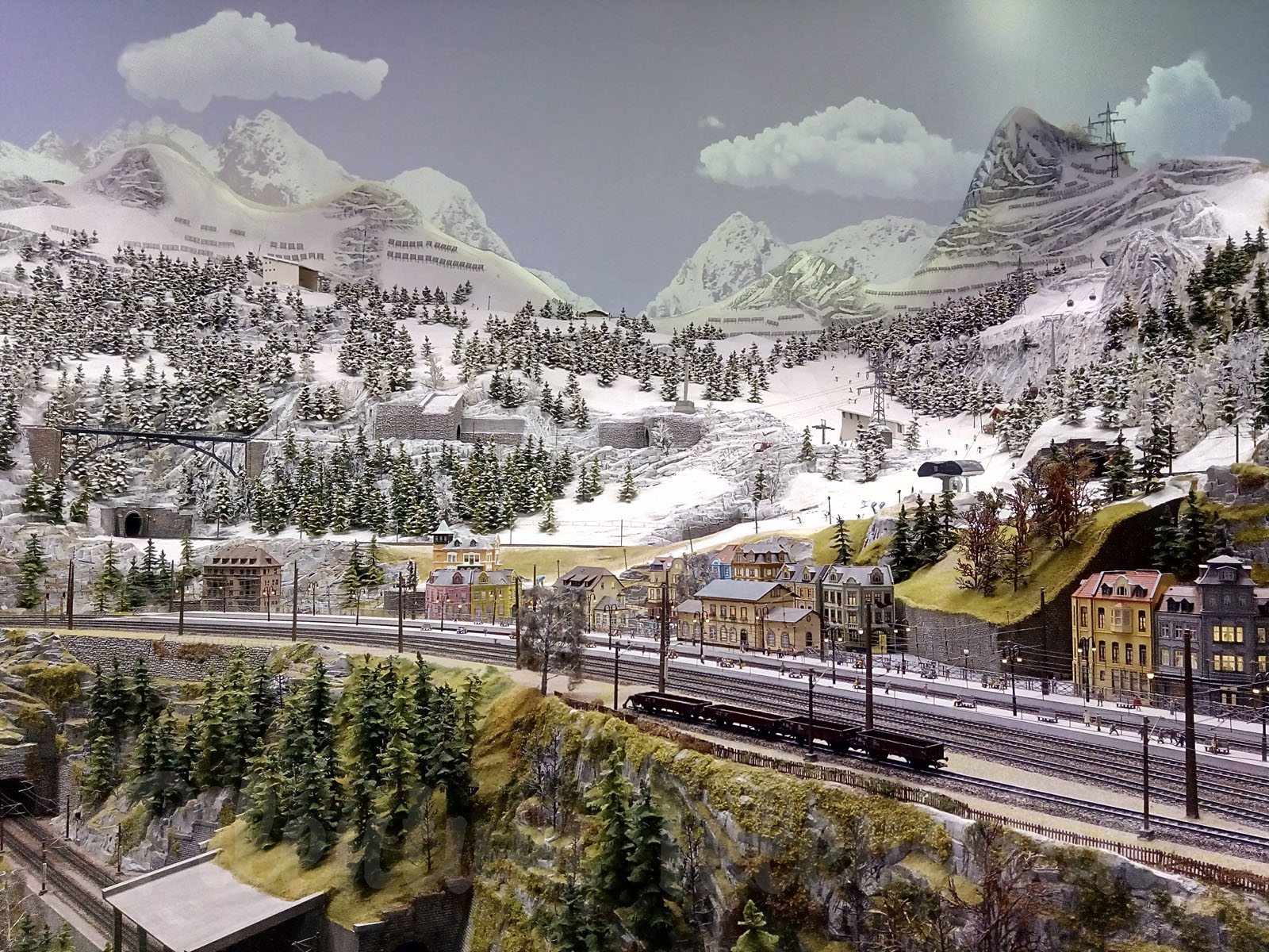 Porsche Model Railroad Museum with Model trains in HO Scale