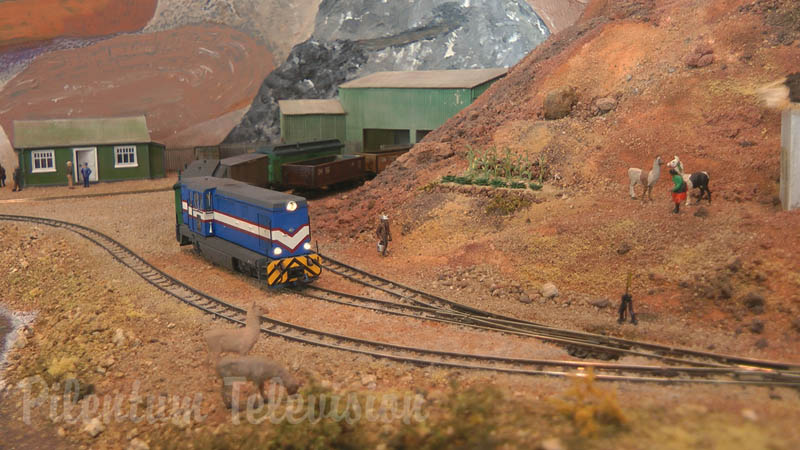 Réseau ferroviaire à l'échelle H0 avec trains miniature à voie étroite au Chili