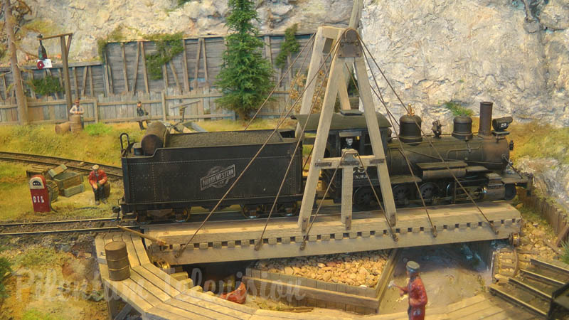On30 Narrow Gauge Model Railroad Display with Steam Locomotives