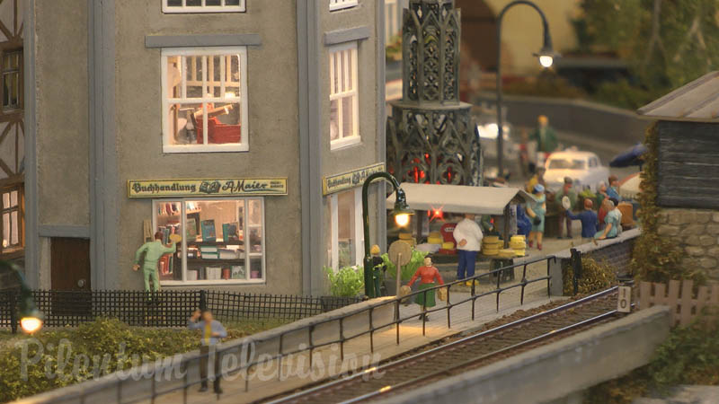 Lovely model railway layout with at least 100 details and miniature world attractions in HO scale