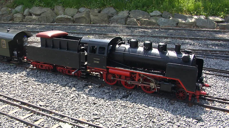 Train de jardin avec des locomotives à vapeur vive