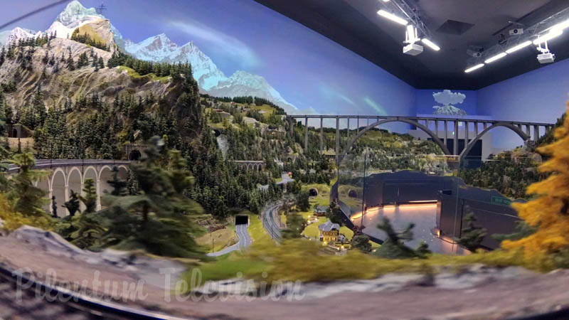 The Superb Porsche Model Railway Layout inside the Dream Factory Museum in HO scale
