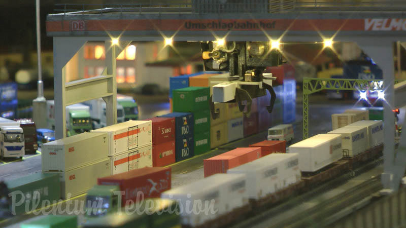 Z Gauge Model Railway Intermodal Freight Terminal with Z Scale Model Trains