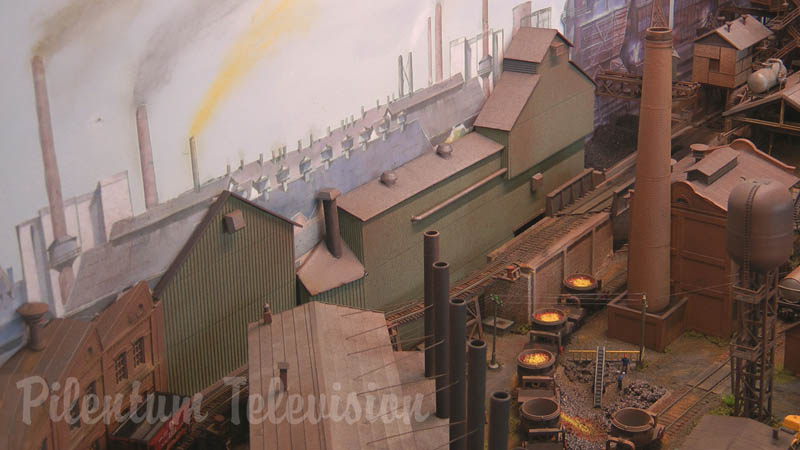 Skalamodel (diorama) og udstillings anlæg til stålproduktion i N-størrelse