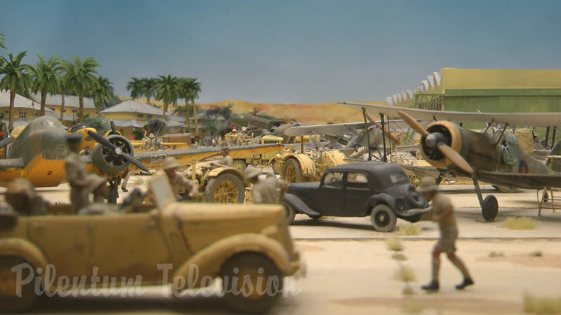 Royal Air Force base Habbaniya in Iraq: Military diorama built in forced perspective by Tony and Kate Bennet