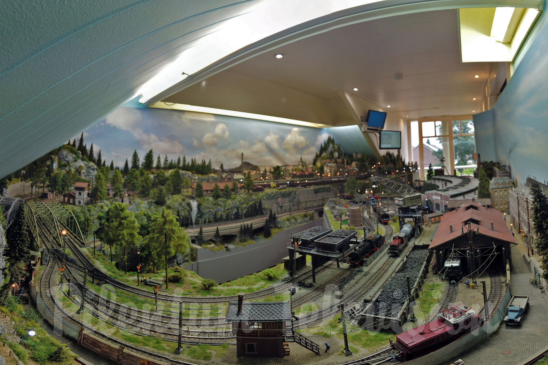 Panorama View: Model railroad operation session in Virgental by Wim de Zee