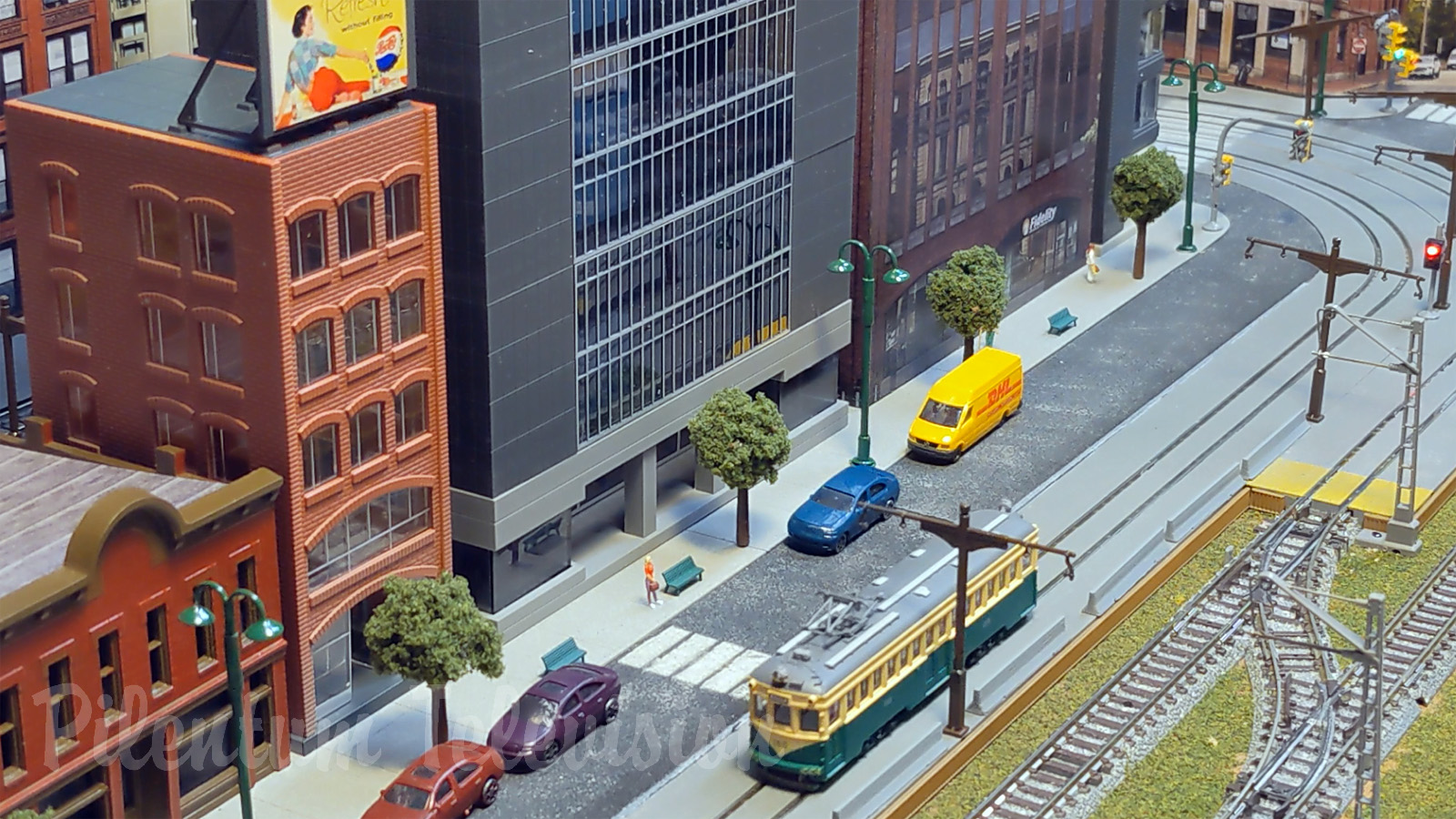 N Scale City Edge Micro Model Railroad Layout Depicting Trams, Trolleys, Streetcars and Light Rail