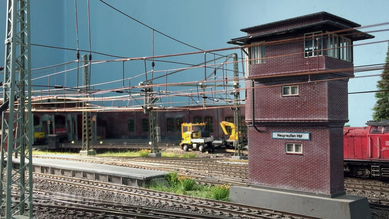 Model trains and model railroad layout of the national railway company of Germany in HO scale