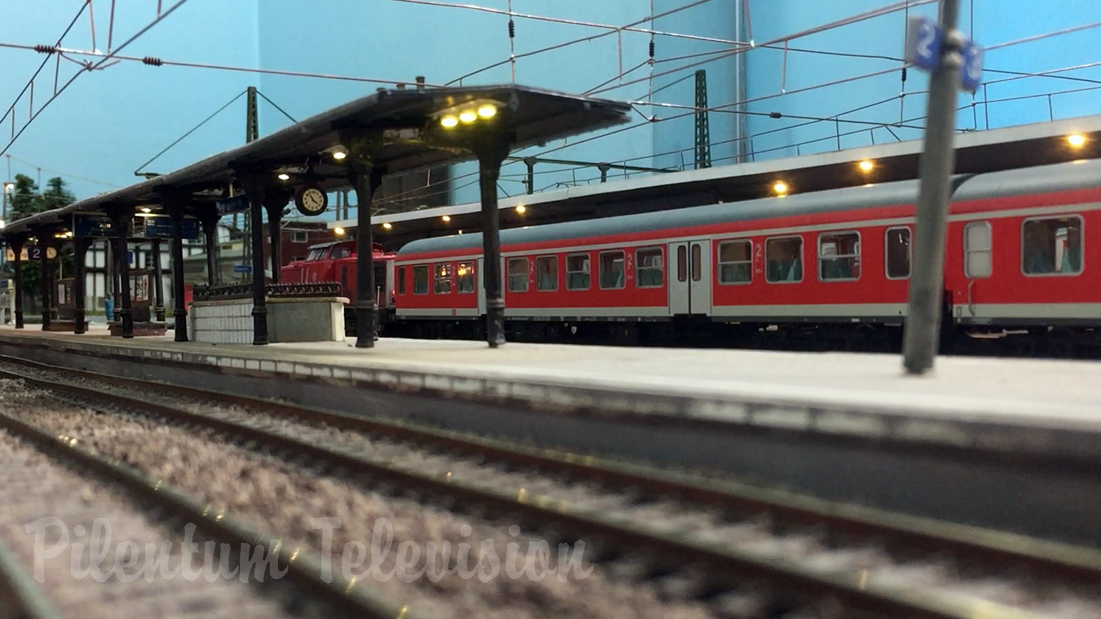 Model trains and model railroad layout of the national railway company of Germany in HO scale